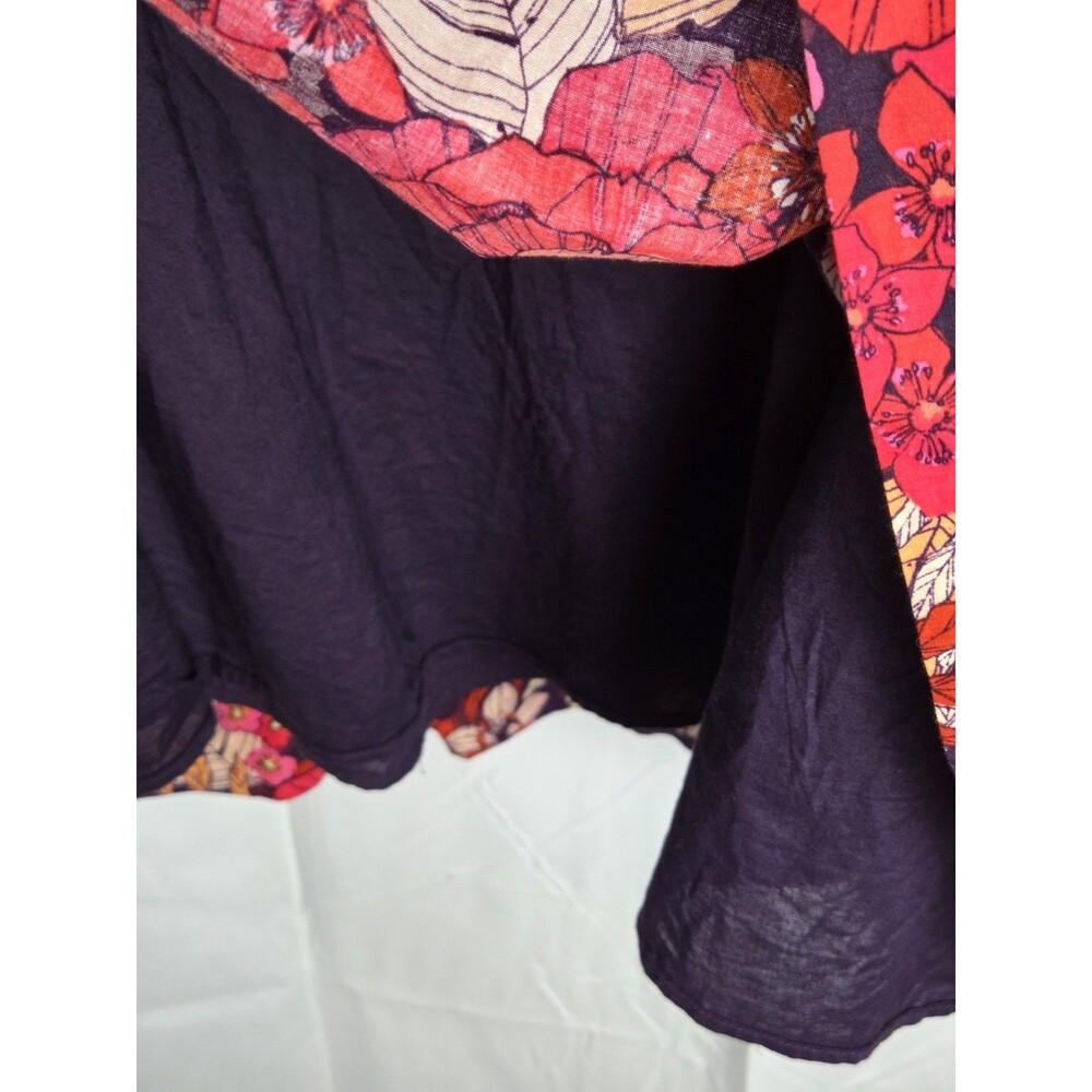 Garnet Hill Dress Womens 8 Floral 100% Cotton Fit Flare Waist Tie Midi - Picture 8 of 12